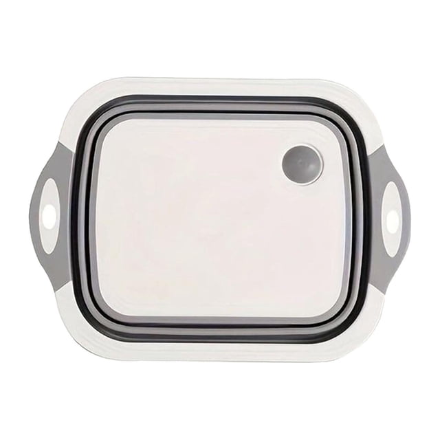 Tabla de cortar plegable, cesta de drenaje para lavar, cesta de almacenamiento multifunción innovadora, fregadero para platos para cocina, verduras, Gris S
