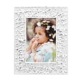 thumbnail image 2 of Isaac Jacobs 4x6 White Flower Textured Hand-Crafted Resin Picture Frame w/Easel & Hook for Tabletop & Wall Display, Decorative Floral Design Home Décor, Photo Gallery, Art (4x6, White), 2 of 4