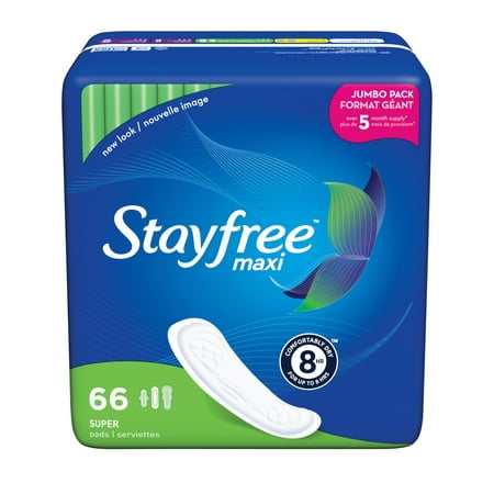 Stayfree Maxi Pads (without Wings), Unscented, Super, 66 (Best Maxi Pads After Birth)