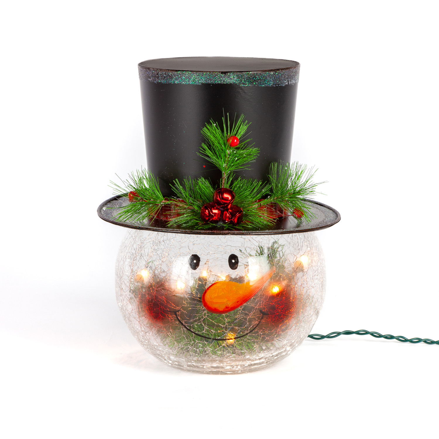 Gerson 12Inch High Electric Crackle Glass Snowman Head Lamp Walmart