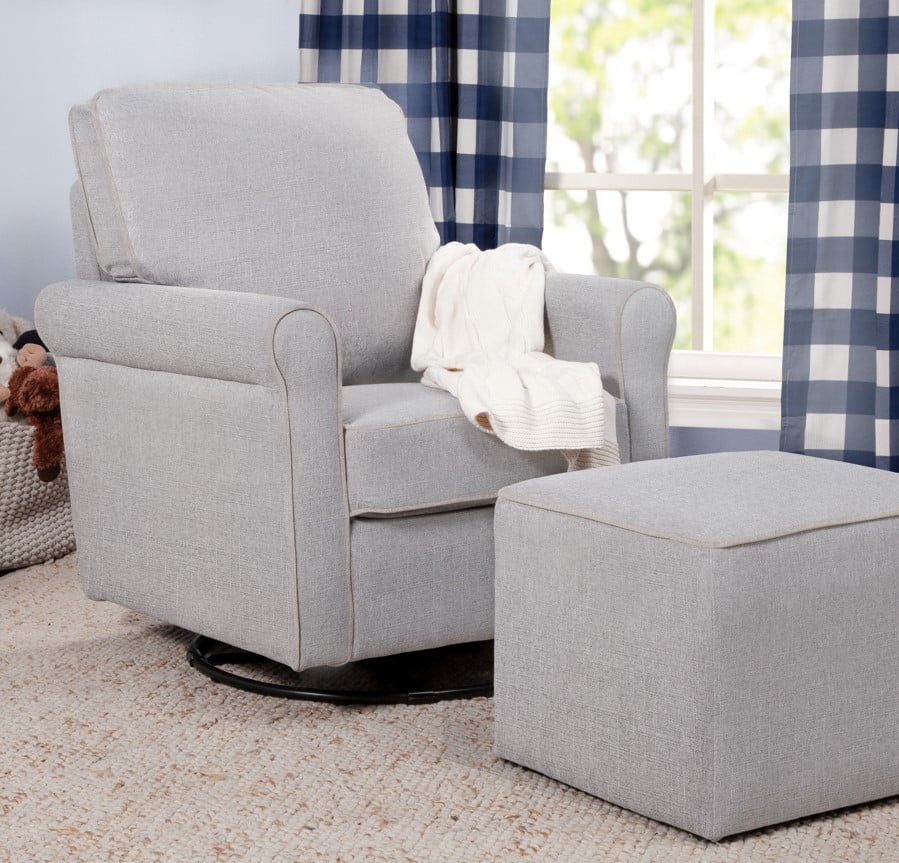 DaVinci Maya Swivel Glider and Ottoman in Misty Grey