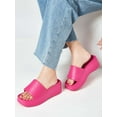 thumbnail image 2 of Gustave Platform Slide Sandals for Women Square Open Toe Wedge Slippers Fashion Comfortable Summer Beach Casual Slip On Shoes, Women 9-10, Rose Red, 2 of 8