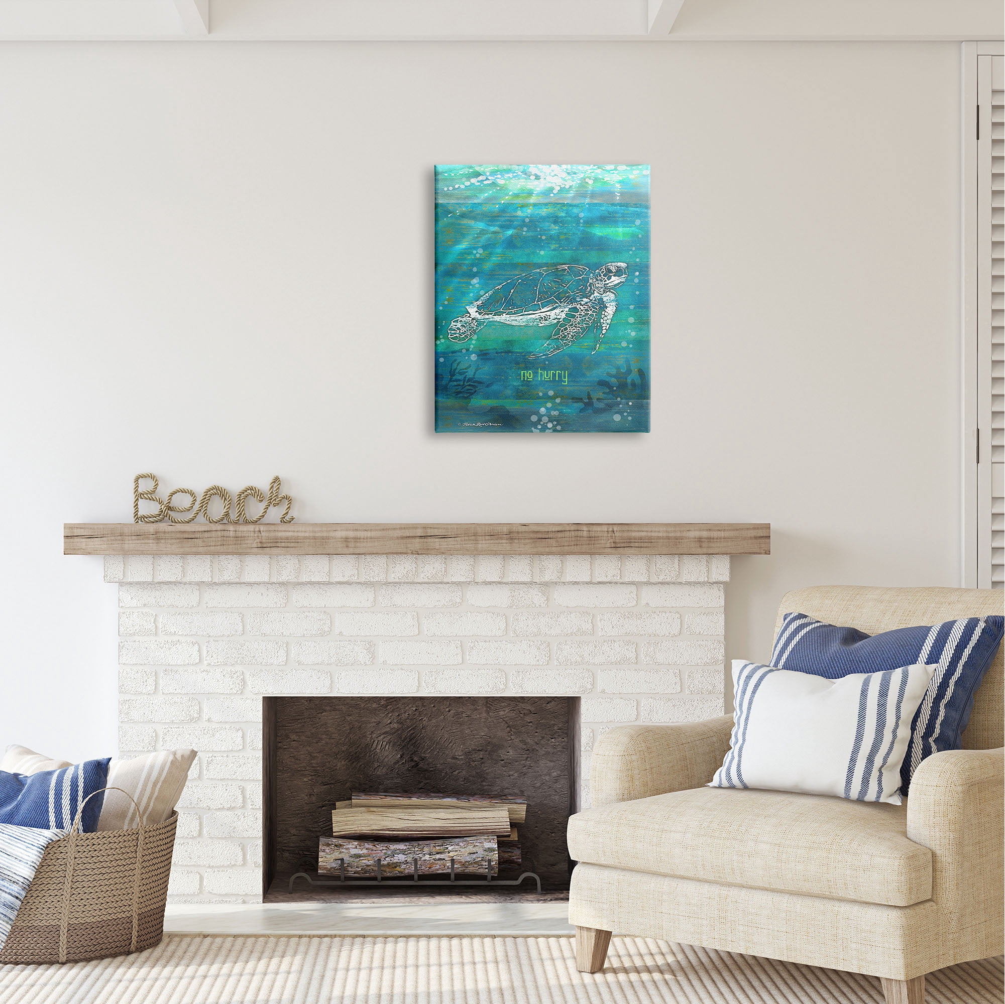 Stupell Industries No Hurry Turtle Phrase Animals & Insects Painting Gallery Wrapped Canvas Print Wall Art, 24 x 30