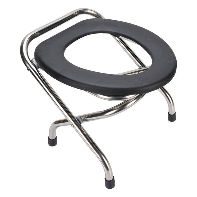 Foldable Toilet Chair, Stainless Steel Portable Toilet Chair with Non Slip Base, Multifunctional Commode Chair for Adults, for Travel, Camping