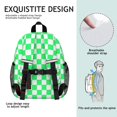 thumbnail image 5 of Green and White Checkered Pattern Backpack for School, Cute School Bag with Adjustable Shoulder Straps and Padded Back, 15"x11.42"x5.5", 5 of 5