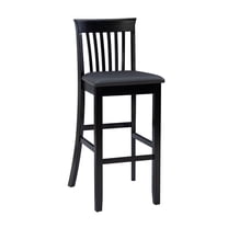 Linon Torino 30" Craftsman Indoor Wood Bar Stool, Black/Black Faux Leather