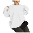 thumbnail image 2 of PNTUTB Women's Fashion Casual Oversized Solid Color Crew Neck Long Sleeve Pullover Comfortable Sweatshirt, 2 of 6