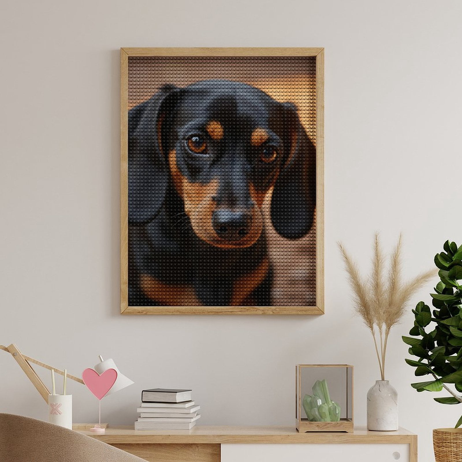 Diamond Art Kits for Adults, Adorable Dachshund Puppy Closeup 5D Diamond Painting Kits for Adults Beginners, DIY Full Drill Diamond Painting, Gem Art and Crafts 12x16