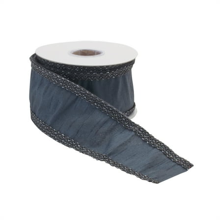 Melrose Glittered Wired Christmas Craft Ribbon - 2.5" x 10 Yards - Blue - Set of 2