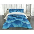 thumbnail image 3 of Ambesonne Blue Quilted Bedspread Set 3 Pcs, Gerbera Abstract Petals, King Size, Blue Pale Blue, 3 of 5