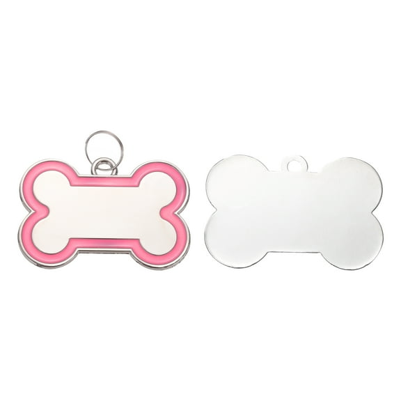 Uxcell Pet ID Tags Bone Shape, 60x40mm Metal Personalize Engraved Both Sides Blank Tags Stamping Pet Supplies (Light Pink)