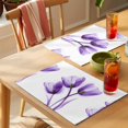 thumbnail image 4 of Luxury Purple Tulip Placemats Set of 6 Watercolor Spring Rustic Floral Place Mats Indoor Wipeable Table Mats Washable Cloth Dining Table Placemats for Kitchen Holiday Party Home Decor 13x19 Inch, 4 of 9
