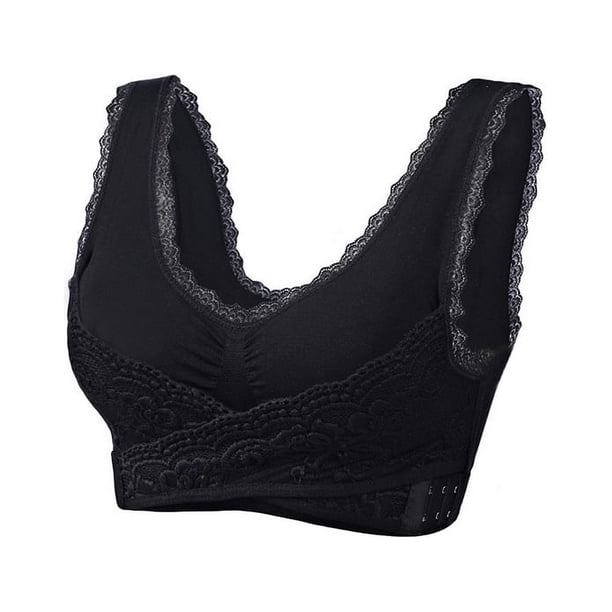 Sujetador deportivo inalámbrico con hebilla cruzada en la parte delantera y ajuste push up de encaje Chaleco de yoga para dormir Sujetador de espalda de belleza de talla grande