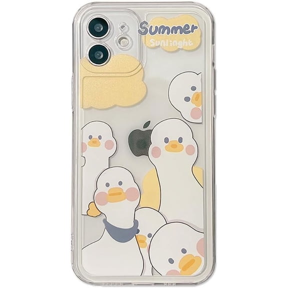 Cute Ducks Pattern Clear  for iPhone Case (Clear,iPhone 14 Pro)
