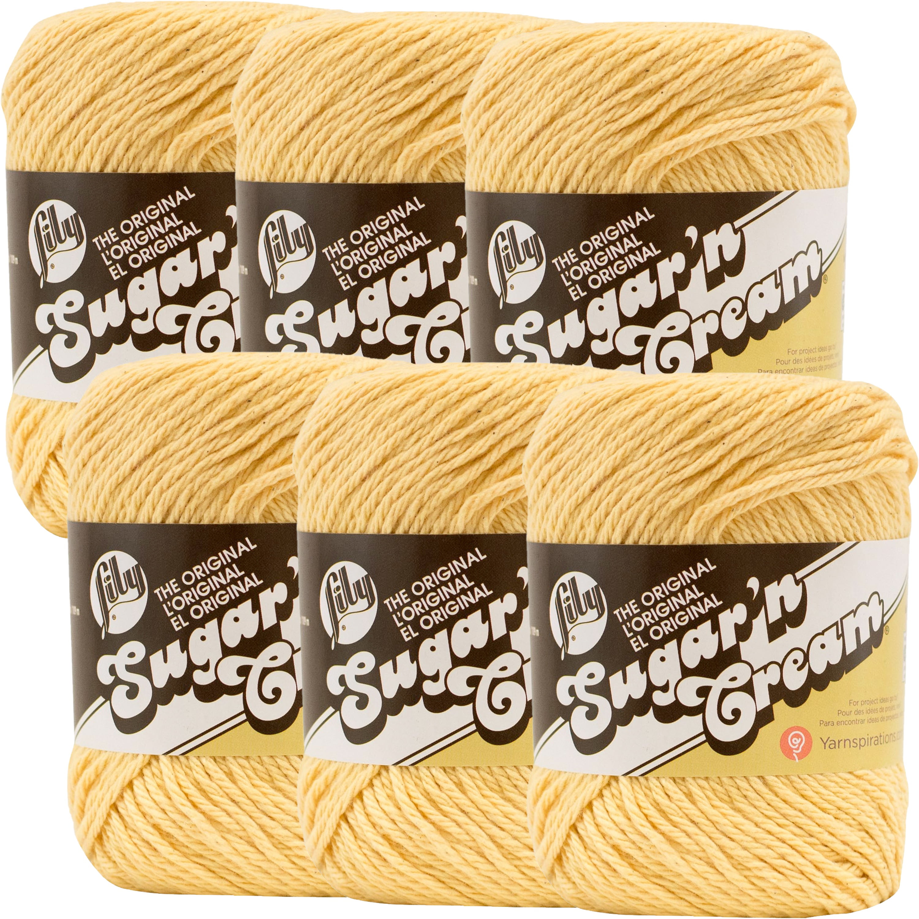 Lily Sugar'n Cream Yarn SolidsCountry Yellow, Multipack Of 6 Lily Sugar'n Cream Yarn SolidsCountry Yellow, Multipack Of 6