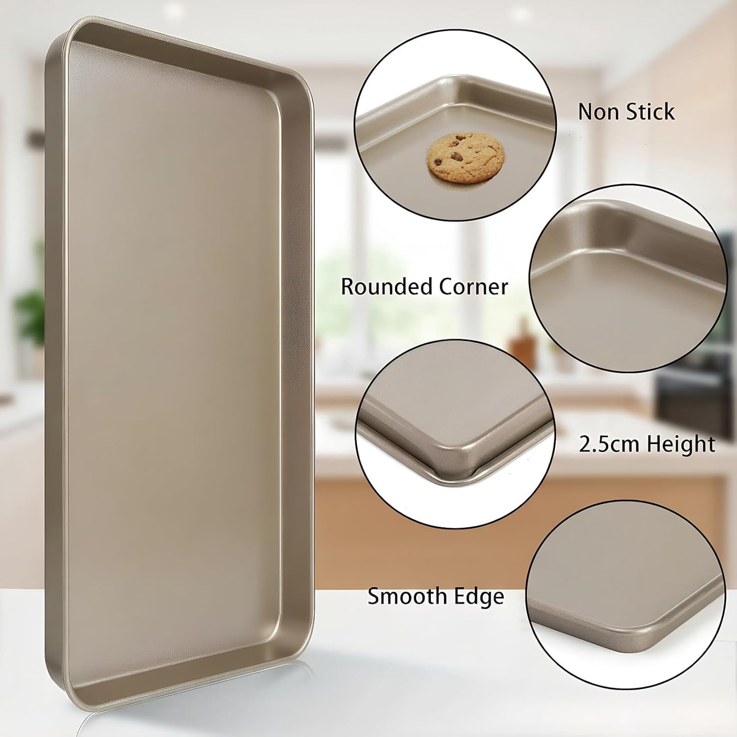 Nicunom Set of 2 Sheet Cake Pan, 11.8" x 17.5" Cookie Sheet, Nonstick Baking Pans Bakeware Toaster Oven Trays Set, Perfect for and Roasting, Commercial Or Home Use