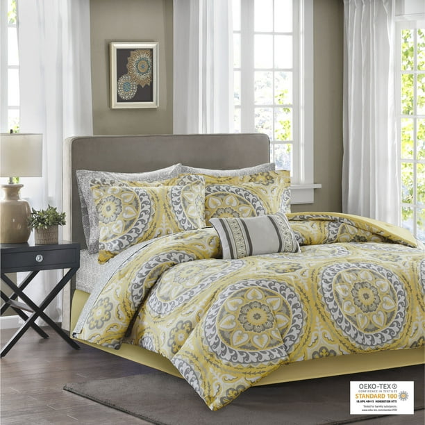 Home Essence Nepal Bed in a Bag Comforter Bedding Set, Yellow, King