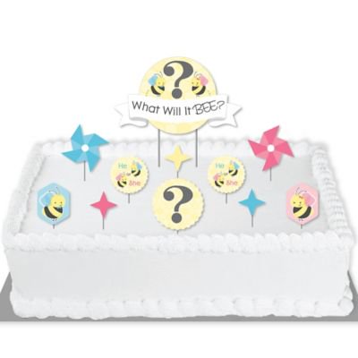 What Will It Bee Gender Reveal Cake Decorating Kit What Will It Bee Cake Topper Set 11 Pieces Walmart Com