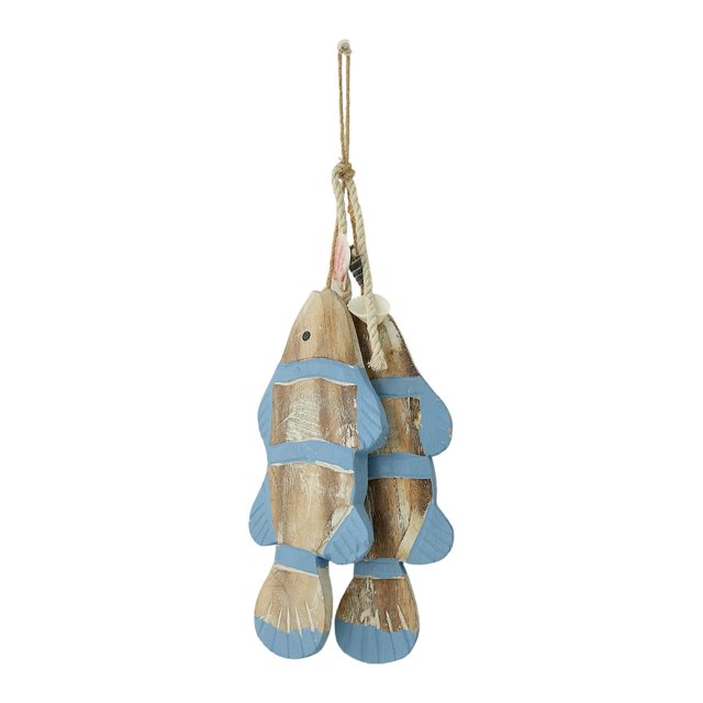 Pez de madera colgante como colgante de pez mediterráneo, decoración de pared para fiestas Azul 23x95x39 cm