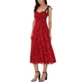 thumbnail image 4 of INSPIRE CHIC Women's Sleeveless Dress Floral Mesh Spaghetti Strap Gothic Vintage Cocktail A-Line Dress M Red, 4 of 6