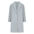 thumbnail image 4 of GaThRRgYP Plus Size Wool Trench Coat Women Autumn Winter,Women's Solid Color Woolen Coat Mid To Long Length Lapel Pocket Jacket Coat Long Sleeved Top Gray L, 4 of 6