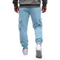 thumbnail image 6 of Men's Casual Cargo Sweatpants Fleece Lined Drawstring Elastic Waist pants Lightweight Workout Joggers Athletic Pants with Multi Pockets Light Blue M, 6 of 8