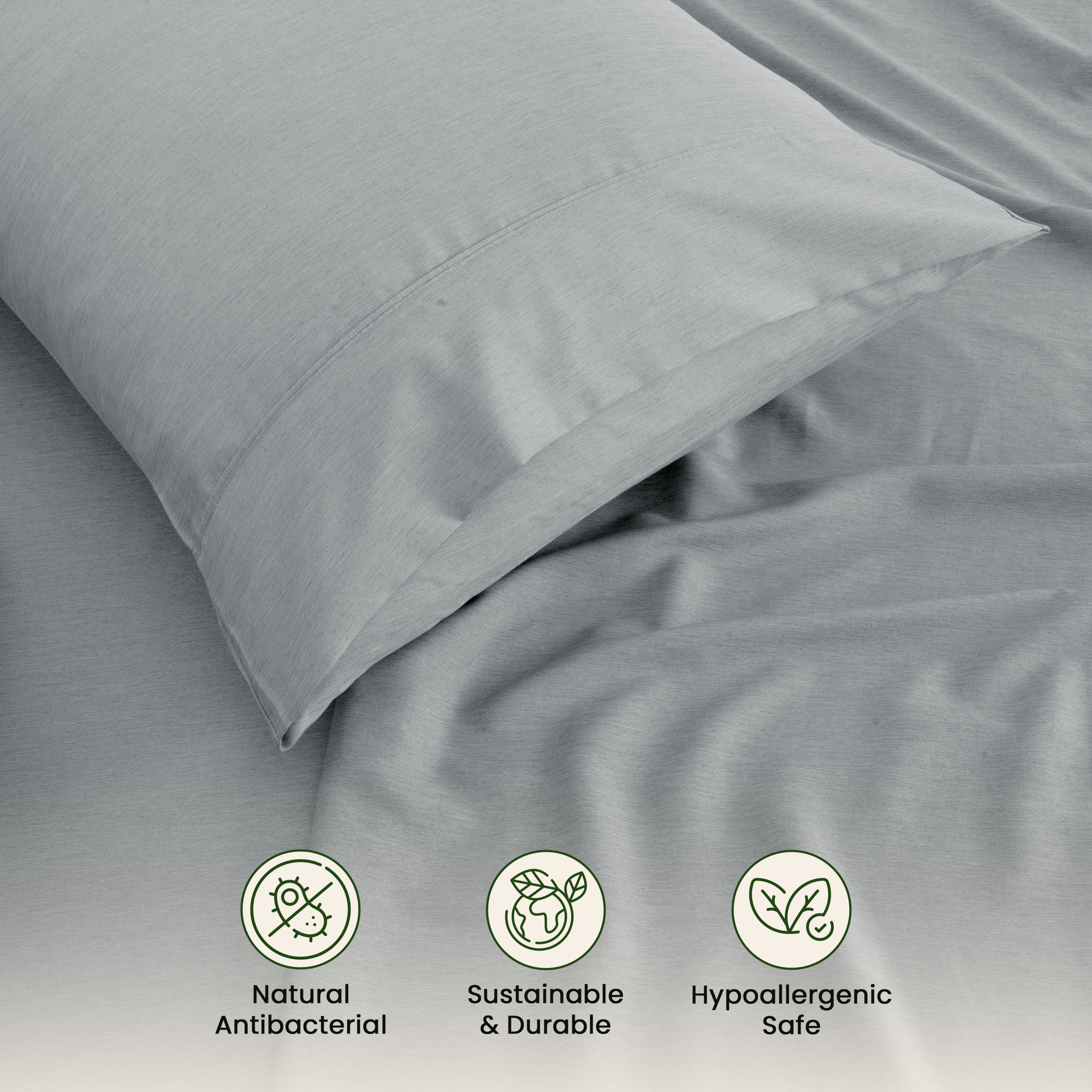 Lux Decor Rayon from Bamboo Blend Queen Sheet Set, Gray photo 5