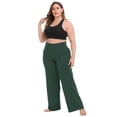 thumbnail image 5 of HDE Women's Plus Size Yoga Pants High Waisted Wide Leg Leggings Dark Green 3X, 5 of 6