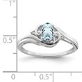thumbnail image 2 of 925 Sterling Silver Rhodium Plated Diamond and Aquamarine Ring Size 9, 2 of 6