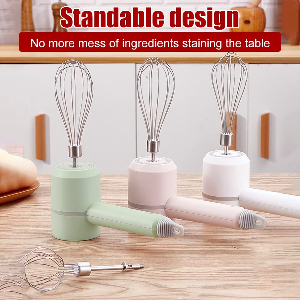 Cordless Electric Hand Mixer and Food Chopper 2-in-1 Portable Whisk with 300ml Glass Bowl, Green, 1-Piece
