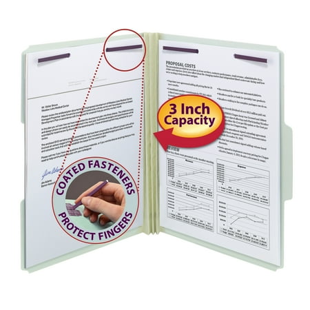 Cut 3' Expansion 2 Fastener Smead Pressboard Fastener File Folder with SafeSHIELD® Fasteners, 2 Fasteners, 3