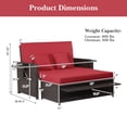 thumbnail image 4 of Costway Patio Rattan Loveseat Set Daybed Lounge Storage Ottoman Side Tables Adjust Red, 4 of 11