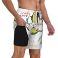 thumbnail image 2 of Kdxio Happy Avocado Print Men'S Swim Trunks With Compression Liner 7 Inch Inseam Quick Dry Swim Shorts, 2 of 7