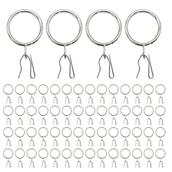 60Pieces Metal Curtain Rings and Pin Hooks Long Time Use for Drapery for Home or Office