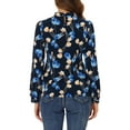 thumbnail image 3 of Allegra K Women's Floral Mock Neck Long Sleeve Blouse Top, 3 of 6