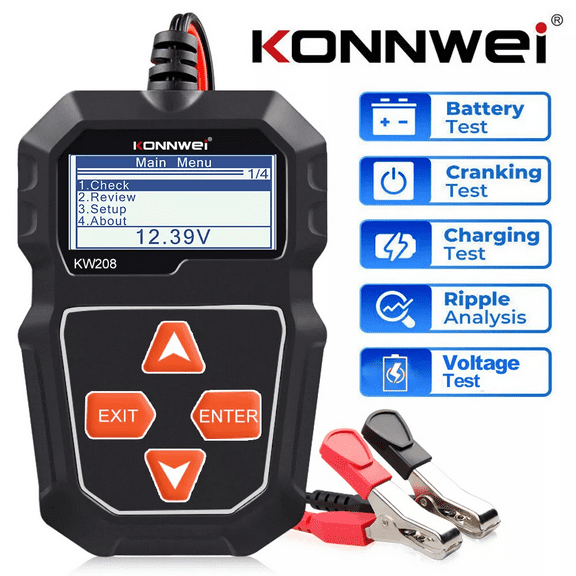 KONNWEI KW208 12V Car Battery Tester 100-2000CCA Cranking Digital Battery Charging Circut Tester Test Tool for Car Motorcycle