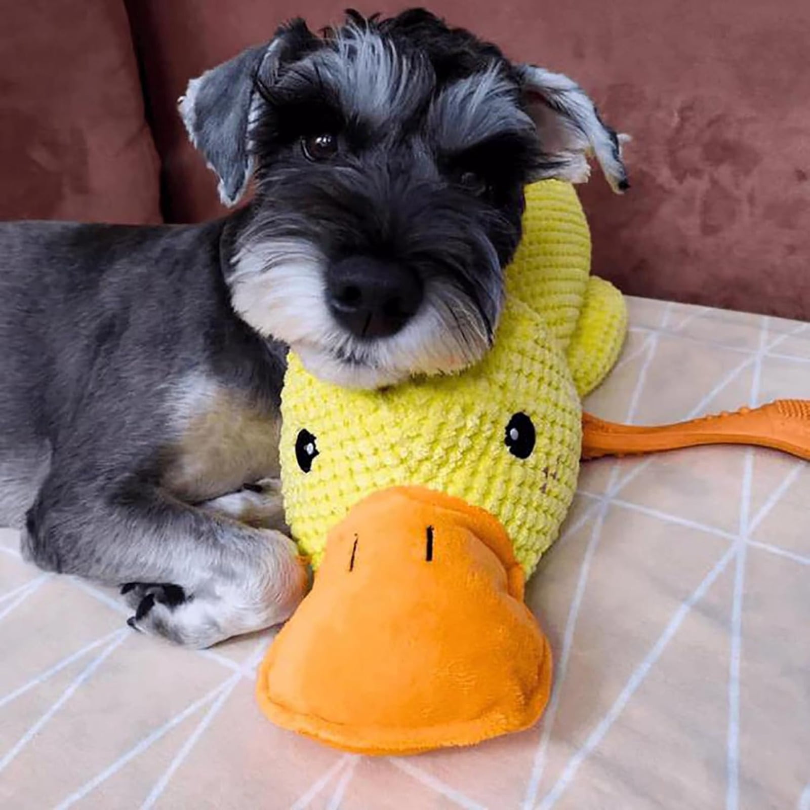 Anti-Destructive Pet Anxiety Relief Duck Toy, Squeaky Chew Toy for Dogs, Calming Interactive Puppy Toy with Quacking Sound