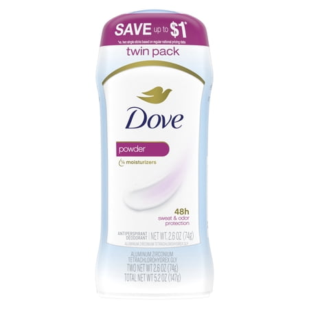 Dove Powder All Day Sweat and Odor Protection 2.6 oz, 2 Count