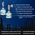 thumbnail image 2 of 925 Silver and 10K Yellow Gold Sky Blue Simulated Aquamarine and Moissanite and White Lab Grown Diamond Dangle Earrings for Women | 12.51 Cttw | Gemstone March Birthstone | Cushion 12MM, 2 of 6