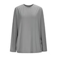 thumbnail image 5 of Levmjia Women's Long Sleeve Crew Neck Shirts Pleated Hem Basic Casual Ruched Warm Slim Fit Tops Long Sleeve Comfy Daily Gray,XXL, 5 of 10
