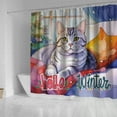 thumbnail image 4 of Watercolor Hello Winter American Shorthair Chill Christmas Welcome Shower Curtain Cat Lover Kitten Owner Gifts Waterproof Bathroom Bathtub Curtain - 00016, 4 of 5