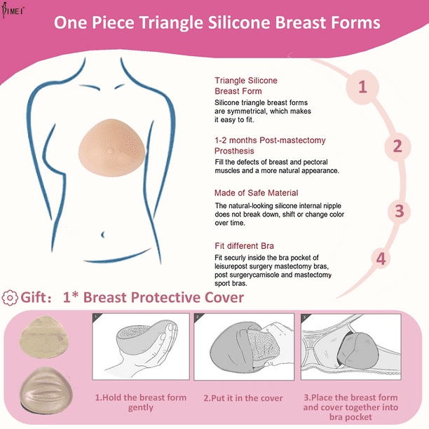 BIMEI One Piece Triangle Microporous Mastectomy Prosthesis Women Bra  Enhancer Inserts Lightweight Silicone Breast form /Shaper for Breast  Asymmetry/Mastectomy,Microporous Classic #858,BM7 