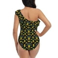 thumbnail image 5 of Easygdp Pineapple Women's One Shoulder Ruffle Monokini Bathing Suits with Removable Chest Pad, Quick Drying - XX-Large, 5 of 8