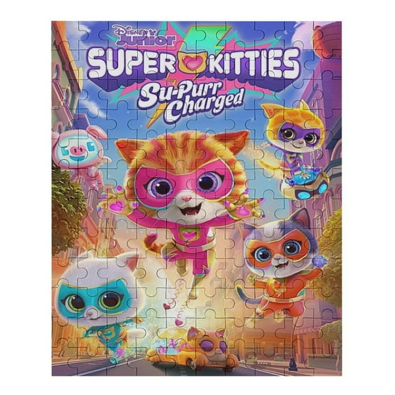 120 PCS Jigsaw Puzzle Super Kitties Wooden Puzzle Challenging Game Fun Artwork For Family Friends Gifts