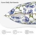 thumbnail image 5 of Fotbe Blue Flax Flowers Pattern Velvet Decorative Throw Pillow Covers with Elegant Piping, Soft Plush Cushion Cover for Sofa, Bed, Car, Office-16"x16", 5 of 8
