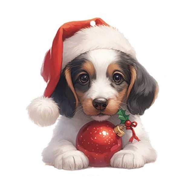 Adornos navideños, regalos navideños, bolsa de acrílico con forma de perro, llavero para computadora y espejo retrovisor para auto, letrero colgante.