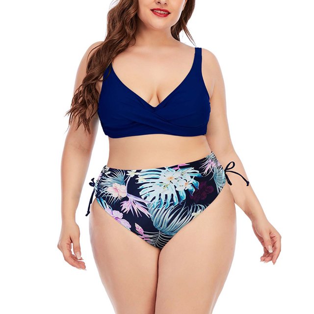 PEASKJP Womens Plus Size Swimsuit Tummy Control Bathing Suit Full Coverage Swimsuits Ruffle Swimwear, Dark Blue XXL