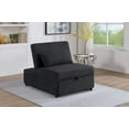 thumbnail image 2 of Convertible Sofa Black Sherpa Fabric 1pc Sleeper Chair w Pull out Bed Solidwood Living Room Couch, 2 of 9