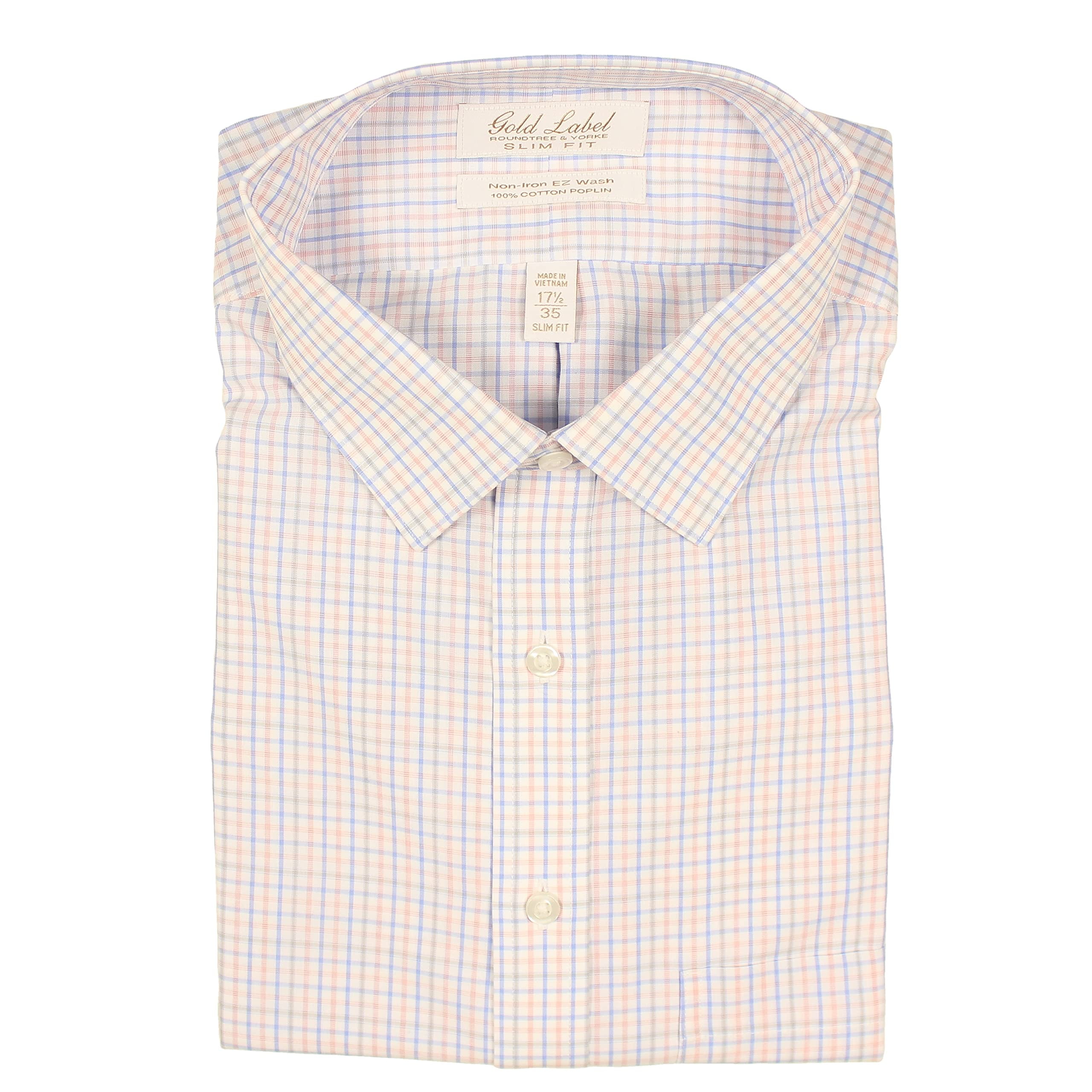 Gold Label Men's Slim Fit Spread Collar Dress Shirt with Pocket Non