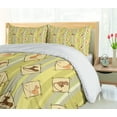 thumbnail image 5 of Ambesonne Cats Duvet Cover Sets, Cat Motifs in Rhombus Elements, 2-Queen, Mustard Avocado Green, 5 of 7